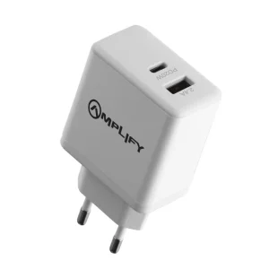 Bounce Tag Series Dual USB & USB-C 12W Wall Charger - White